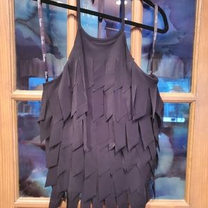 Cartise Fringe Style Halter Top Size 10. (Fits like an 8)  Black